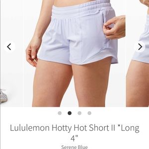 Lululemon Hotty Hot High Rise 4inch - Serene Blue